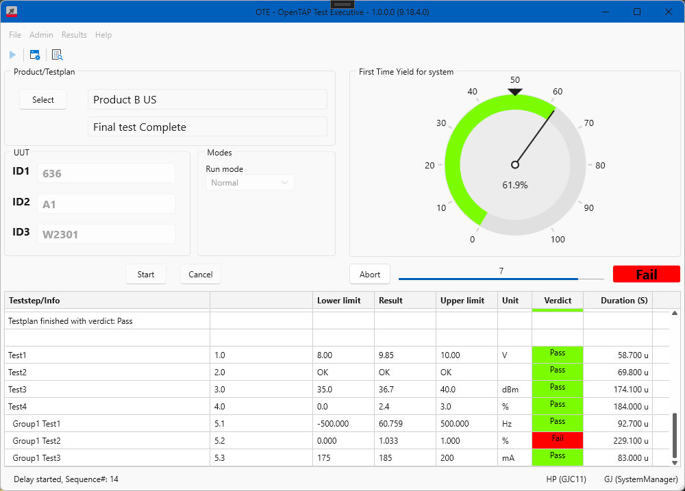 Standard operator user interface, light theme